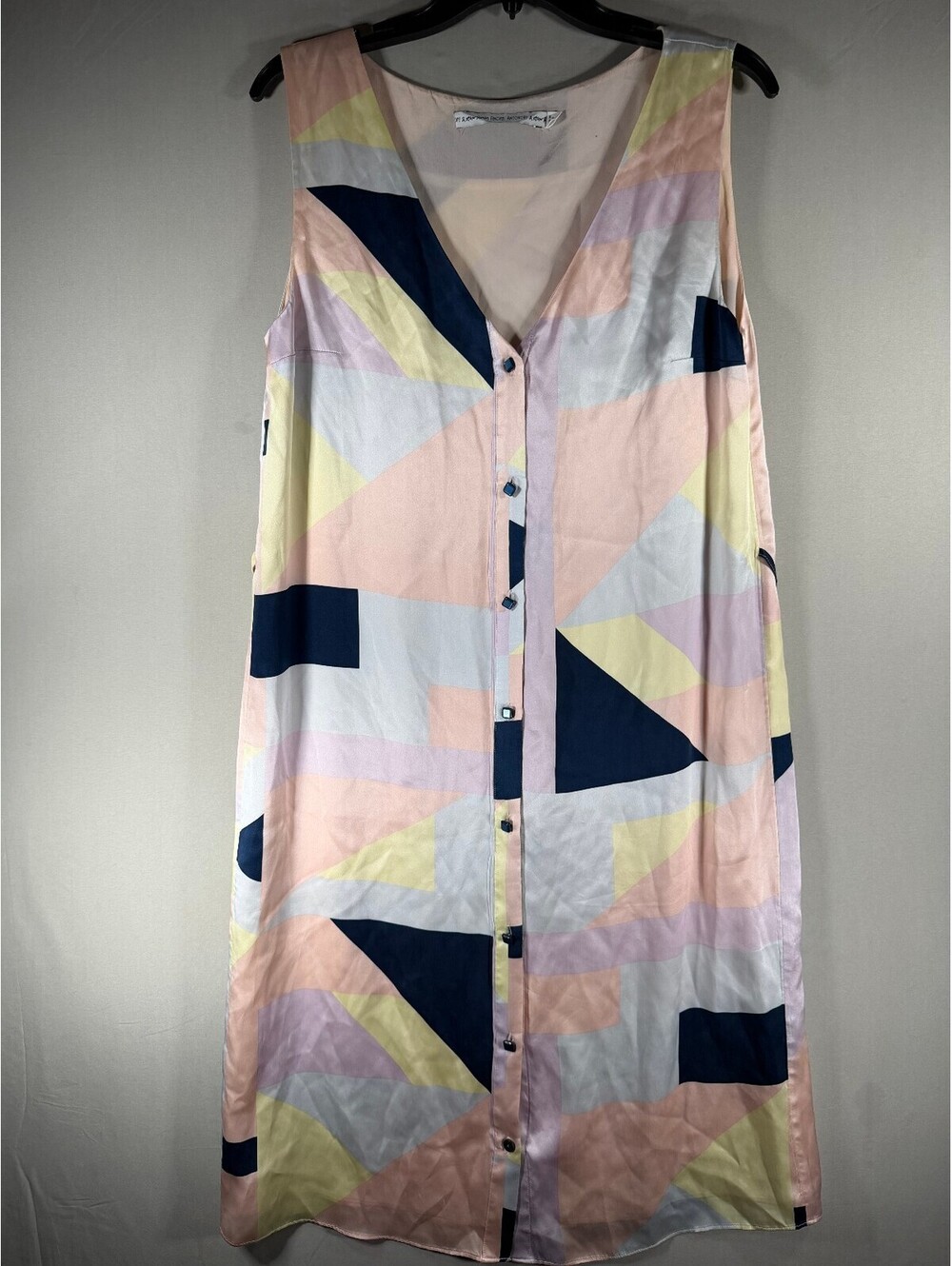& Other Stories Rachel Antonoff Geometric Print Button-Front Dress US6 100% Silk